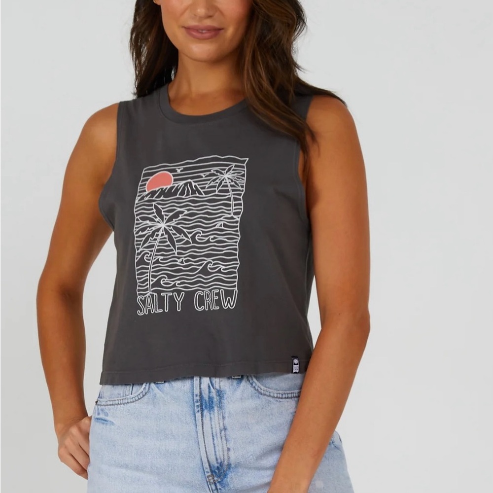 Salty Crew -Joy Charcoal Cropped Tank